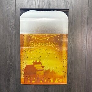 Budweiser Beer Poster Clydesdale Horse Carriage Pint Glass Decor 16x24 Vintage